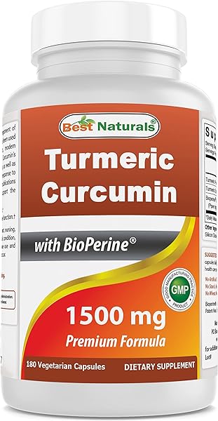 Best Naturals Turmeric Curcumin 1500mg/Serving with Bioperine - 180 Veggie Capsules in Pakistan in Pakistan