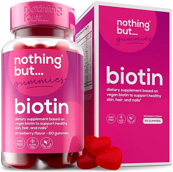 Biotin Gummies for Hair Growth 5100 mcg - Hair, Skin, and Nails Vitamins for Men & Women - with Folic Acid, Vitamins A, C, E & D and Extra Strength for Faster Hair and Nail Growth, 60 Gummies in Pakistan in Pakistan
