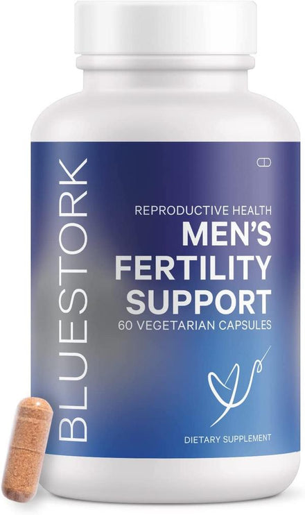 Blue Stork Men's Fertility Support: Fertility Supplements for Men, Prenatal Vitamin + Multivitamin for Men, Conception Support, Maca Root + Folate + Vitamin B12, 60 Capsules