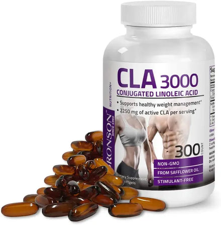 Bronson CLA 3000 Extra High Potency Supports Healthy Weight Management Lean Muscle Mass Non-Stimulating Conjugated Linoleic Acid 120 Softgels