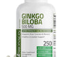 Bronson Ginkgo Biloba 500mg Extra Strength 500mg per Serving - Supports Brain Function & Memory Support, 120 Vegetarian Capsules