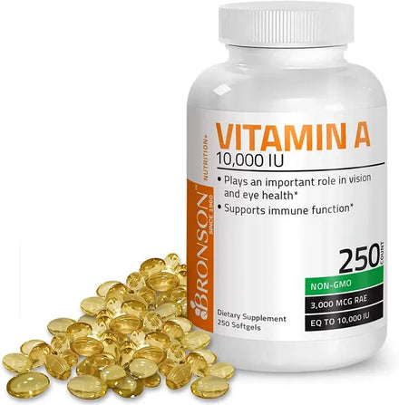 Bronson Vitamin A 10,000 IU Premium Non-GMO Formula Supports Healthy Vision & Immune System and Healthy Growth & Reproduction, 250 Softgels