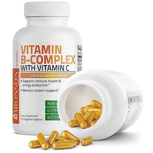 Bronson Vitamin B Complex with Vitamin C - Immune Health, Energy Support & Nervous System Support - Non-GMO, 120 Vegetarian Capsules