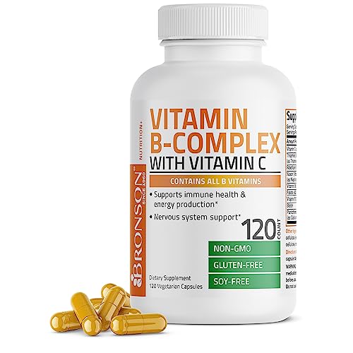 Bronson Vitamin B Complex with Vitamin C - Immune Health, Energy Support & Nervous System Support - Non-GMO, 120 Vegetarian Capsules in Pakistan