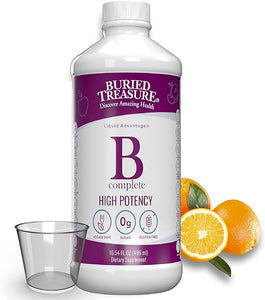 Buried Treasure B Complete High Potency All B Vitamins Liquid Supplement for Stress, Energy and Healthy Immune Support Vegan Non-GMO, 16 oz w/ Dose Cup in Pakistan