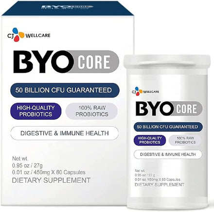 CJ Wellcare BYOCORE Extra Strength Probiotics (27g, 60 Veggie Capsules) - Digestive and Immune Health. Plant-Derived Probiotics and Prebiotics, 50 Billion CFU Guaranteed in Pakistan