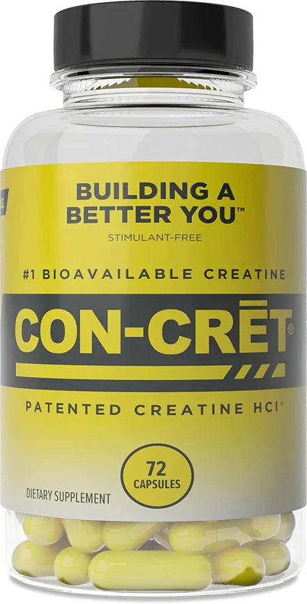 CON-CRET Patented Creatine HCl Capsules, Stimulant-Free Workout Supplement for Energy, Strength, and Endurance, 90 Count