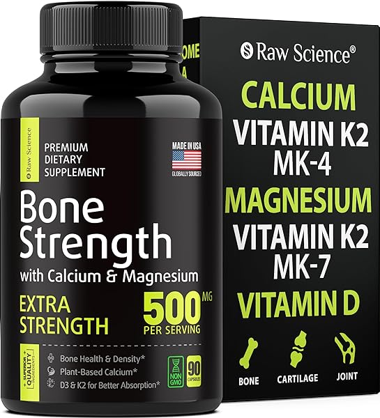 Calcium Magnesium Supplement, Bone Strength Supplements, Сalcium with Vitamin D & K2, Plant Based Calcium Pills for Women and Men, Magnesium + Calcium Supplement 500MG Per Serving, 90 Vegan Capsules in Pakistan in Pakistan