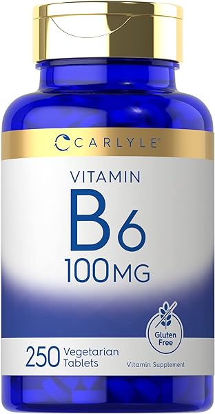 Carlyle Vitamin B6 100mg | 250 Tablets | Vegetarian, Non-GMO, Gluten Free in Pakistan in Pakistan