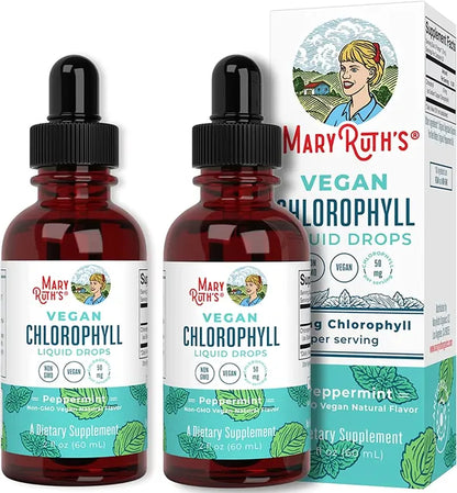 Chlorophyll Liquid Drops for Immune Support | Liquid Chlorophyll Drops | Energy Boost | Skin Care Supplement | Natural Deodorant | Vegan | Non-GMO | Gluten Free | 2 Fl Oz | 2 Pack