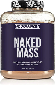 Chocolate Naked Mass - All Natural Chocolate Weight Gainer Protein Powder - 8lb Bulk, GMO Free, Gluten Free & Soy Free. No Artificial Ingredients - 1,360 Calories - 11 Servings
