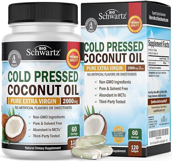 Coconut Oil Capsules 2000mg - Organic Pure Ex in Pakistan