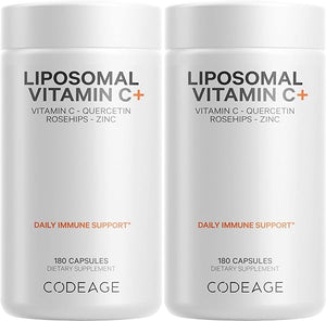 Codeage Liposomal Vitamin C 1500mg with Zinc, Elderberry, Citrus Bioflavonoids Grapefruit, Lemon, Orange Powder, Quercetin & Rose HIPS Fruit – Vegan Supplement - Non-GMO, Vegan Pills - 2 Pack in Pakistan