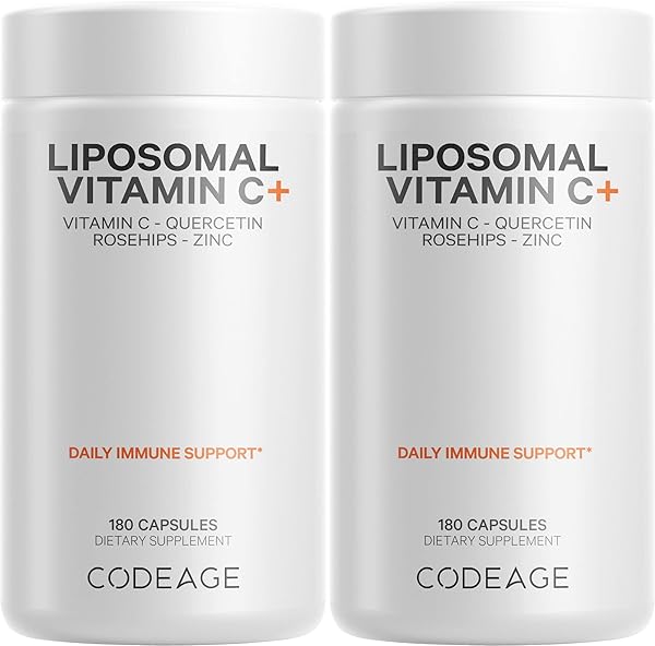 Codeage Liposomal Vitamin C 1500mg with Zinc, Elderberry, Citrus Bioflavonoids Grapefruit, Lemon, Orange Powder, Quercetin & Rose HIPS Fruit – Vegan Supplement - Non-GMO, Vegan Pills - 2 Pack in Pakistan in Pakistan