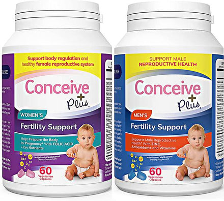 Conceive Plus His + Hers Fertility Supplements Prenatal Conception Vitamins Bundle for Couples Trying to Conceive