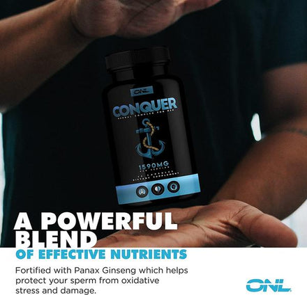 Conquer Premium Fertility Supplement for Men - Support Sperm Count, Motility, Volume - All Natural Energy Booster - Healthy Herbal Complex - 1 Month Supply