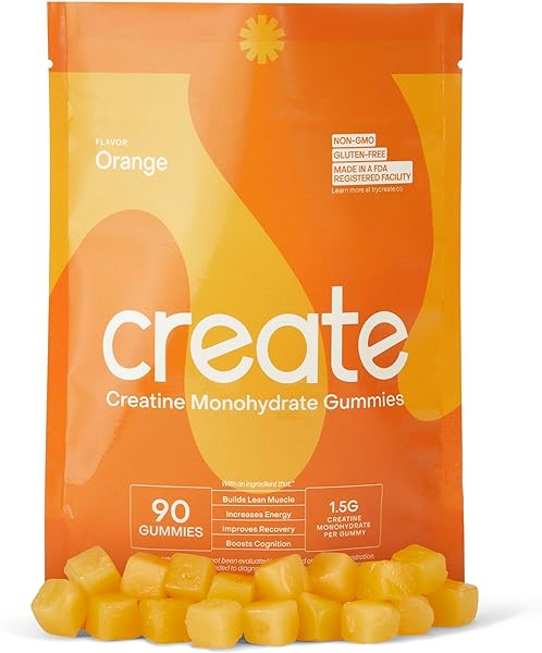 Creatine Monohydrate Gummies for Women & Men, Boost Focus, Strength, and Endurance, Anti-Melting Formula, Vegan, Gluten-Free, Non-GMO, 1.5g of Creatine per Gummy (Orange, 90ct) in Pakistan in Pakistan
