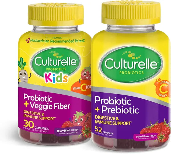 Culturelle Daily Probiotic for Kids + Veggie Fiber Gummies (Ages 3+) - 30 Count - Digestive Health & Immune Support – Berry Flavor with a Vitamin C Boost in Pakistan