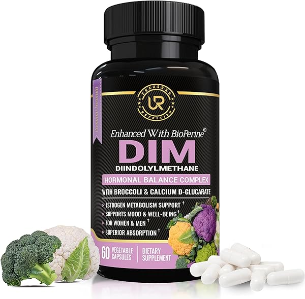 DIM Supplement with Broccoli Extract and BioPerine - Natural Hormone Balance Support for Women and Men - Estrogen Balance - Menopause, Acne - 60 Vegetarian Capsules with Calcium D-Glucarate in Pakistan in Pakistan