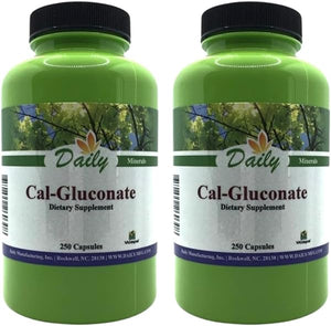 Daily Manufacturing Calcium Gluconate 250 Capsules (Pack of 2) Stronger Bones and Overall Wellness (Reams Original) in Pakistan