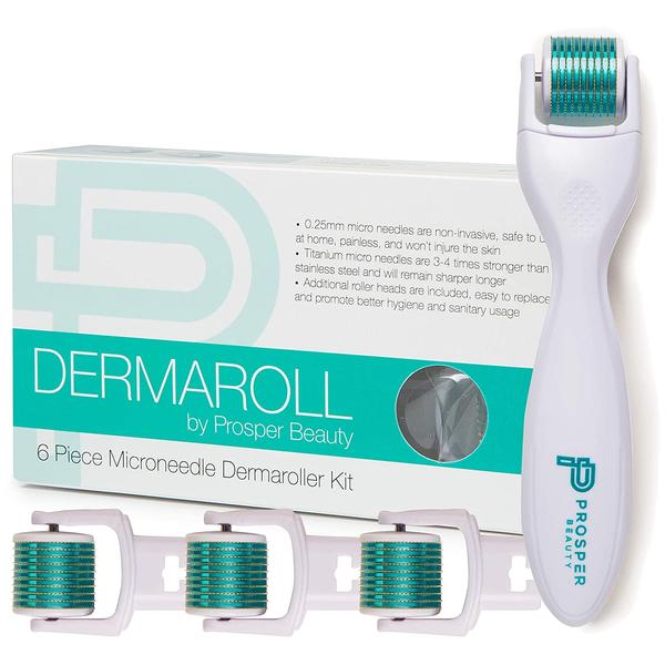 Derma Face Roller Microneedle 6 Piece Kit with 4 Replaceable Heads Micro Derma Skin Care Tool in Pakistan