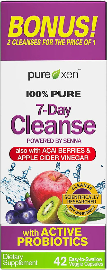 Detox Cleanse | Purely Inspired 7 Day Cleanse and Detox Pills | Acai Berry Cleanse | Whole Body Cleanse Detox for Women & Men | Body Detox with Senna Leaf & Digestive Enzymes | 42 Acai Berry Capsules