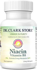 Dr. Clark Niacin (Vitamin B3) Supplement, 25mg, 100 Gelatin Capsules in Pakistan
