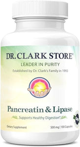 Dr. Clark Pancreatin and Lipase Enzyme Supplement, 500mg, 100 Gelatin Capsules in Pakistan
