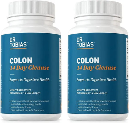 Dr. Tobias Colon 14 Day Cleanse, Supports Healthy Bowel Movements, Colon Cleanse Detox, Advanced Cleansing Formula with Fiber, Herbs & Probiotics, Non-GMO, 28 Capsules (1-2 Daily)