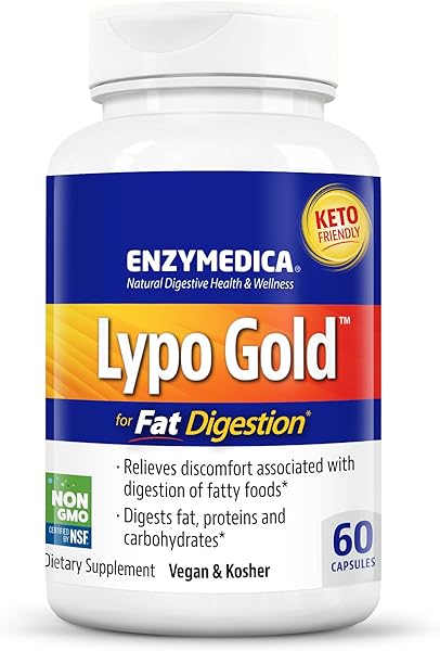 Enzymedica Lypo Gold, Digestive Enzymes for Fat Digestion, Offers Fast Acting Gas & Bloating Relief, 60 Count in Pakistan in Pakistan