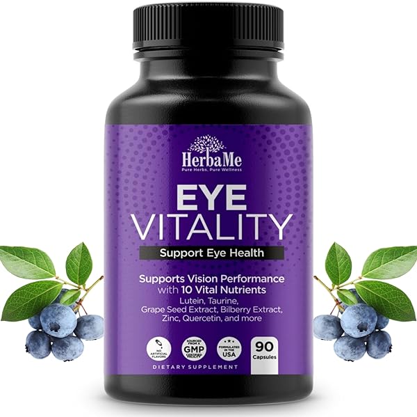 Eye Vitamins Supplement with Lutein, Bilberry, Beta Carotene, L-Taurine, Zinc and Quercetin, 90 Capsules, Supports Vision, Ocular and Macular Health, Helps Eyes Filter Blue Light in Pakistan in Pakistan
