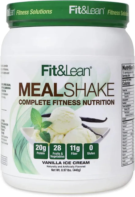 Fit & Lean Meal Shake Meal Replacement with Protein, Fiber, Probiotics and Organic Fruits & Vegetables, Cookies and Cream, 1lb, 10 Servings Per Container