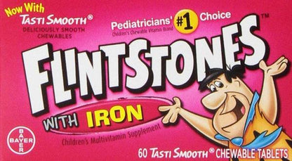 Flintstones Chewable Kids Vitamins with Iron, Multivitamin for Kids & Toddlers with Vitamin D, Vitamin C & more, 60 Count (Pack of 1)