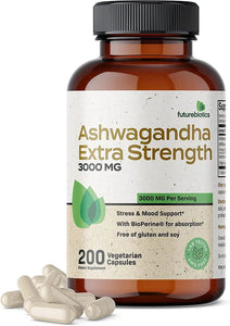 Futurebiotics Ashwagandha Capsules Extra Strength 3000mg - Stress Relief Formula, Natural Mood Support, Stress, Focus, and Energy Support Supplement, 120 Capsules