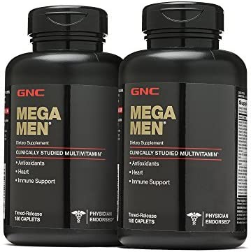 GNC Mega Men Multivitamin for Men, 180 Count, Antioxidants, Heart Health, and Immune Support