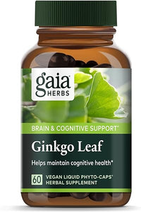 Gaia Herbs Ginkgo Leaf - Traditionally Used to Support Healthy Circulation and Brain Function - Organic, Herbal Supplement - 60 Vegan Liquid Phyto-Capsules (20-Day Supply) in Pakistan