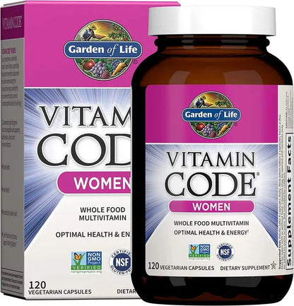 Garden of Life Multivitamin for Women, Vitamin Code Women's Multi - 120 Capsules, Whole Food Womens Multi, Vitamins, Iron, Folate not Folic Acid & Probiotics for Womens Energy, Vegetarian Supplements