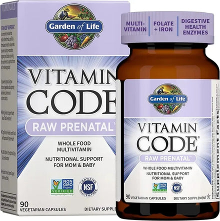 Garden of Life Prenatal Multivitamin for Women with Iron, Folate & Vitamin C and D3 for Neural Development & Probiotics for Immune Support – Vitamin Code – Non-GMO, Gluten-Free, Kosher, 60 Day Supply