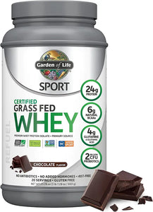 Garden of Life Sport Whey Protein Powder Vanilla, Premium Grass Fed Whey Protein Isolate Plus Probiotics for Immune System Health, 24g Protein, Non GMO, Gluten Free, Cold Processed - 20 Servings