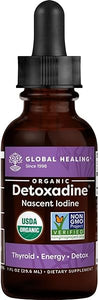 Global Healing Detoxadine - Organic Nascent Iodine Liquid Supplement Drops for Thyroid Support, Detox Cleanse, Metabolism Health and Better Sleep - Non-GMO, Vegan, 200 Servings (6-Month Supply) - 30mL in Pakistan