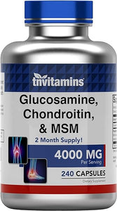 Glucosamine, Chondroitin, & MSM (4000 MG x 240 Capsules) for Men & Women | Powerful Joint Support Supplement* | More Than Triple Strength! | Non-GMO | Produced in The USA in Pakistan