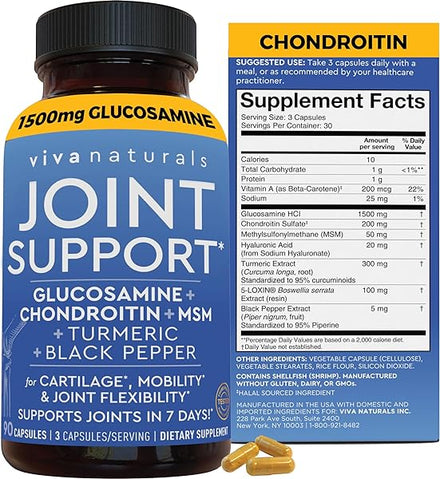 Glucosamine Chondroitin MSM Joint Support Supplement, 90 Capsules - with Turmeric, Black Pepper, Boswellia and Hyaluronic Acid - Joint Health Supplement for Mobility, Flexibility and Comfort in Pakistan