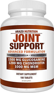 Glucosamine Chondroitin Turmeric Msm Boswellia - Joint Support Supplement for Relief 180 Tablets - Arazo Nutrition in Pakistan