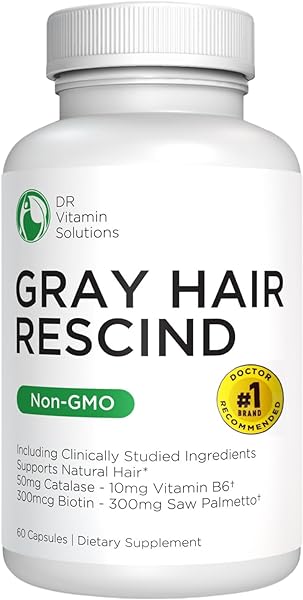 Gray Hair Rescind with Catalase - Anti-Gray Hair Supplements for Men and Women, Hair Vitamins Biotin, Saw Palmetto, Antiaging, Restores Natural Hair Color and Reverses Gray Hair at The Root in Pakistan