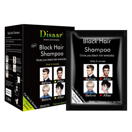 25ml X 10Pcs Dexe Fast Black Hair Shampoo Only 5 Minutes White Become Coloring Brighten Smooth Grey Removal Beauty Health Safe
