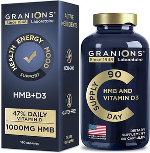 HMB and Vitamin D3 Supplement - 1000 MG HMB Supplements With D3 and Calcium - Beta Hydroxy Butyrate Pre Workout Muscle Builder, Mass Gainer, Muscle Recovery - 3-Month Supply, 180 HMB Capsules in Pakistan