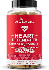 Heart Defend-Her Womens Heart Health Supplements – Advanced 3-in-1 Blend with Grape Seed Extract, Vitamin K2 MK-7, and CoQ10 – Support Blood Pressure, Artery and Bone Strength – 60 Vegetarian Capsules in Pakistan