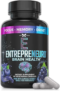 Hero X Health | Entrepreneuro Nootropic Brain Booster with Ginkgo Biloba, Memophenol and L-Theanine - Brain Supplement for Focus, Memory Support, Clarity & Energy - Nootropics Brain Support Supplement in Pakistan
