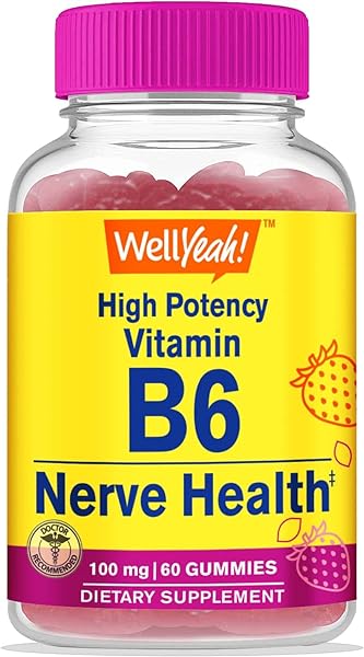 High Potency Vitamin B6 Gummies - Promotes Nerve Health, Cognitive Function, Mood Regulation, Immune Support, and Cardiovascular Health - Vegan, Non-GMO, Gluten-Free - 60 Count in Pakistan in Pakistan