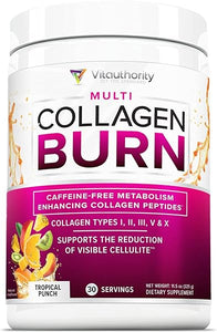 Hydrolyzed Collagen Peptides Powder for Women - Slimming Multi Collagen Burn Ultimate Beauty Complex with Hyaluronic Acid Vitamin C & Types I II III V and X Collagen for Women - Tropical Punch in Pakistan